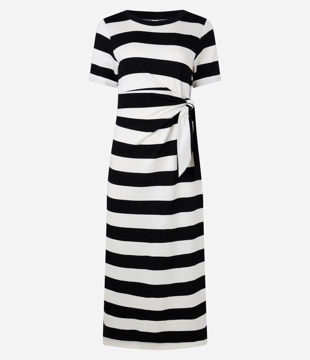 Vestido Midi em Viscose com Estampa de Listras e Amarração na Lateral - 1