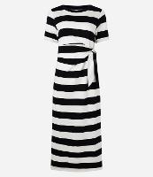 Vestido Midi em Viscose com Estampa de Listras e Amarração na Lateral - 1