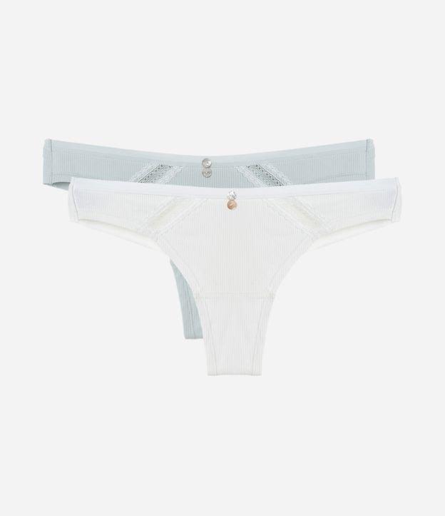 Kit 2 Calcinhas Biquíni Fio Duplo em Viscose com Renda - 1