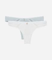 Kit 2 Calcinhas Biquíni Fio Duplo em Viscose com Renda - 1