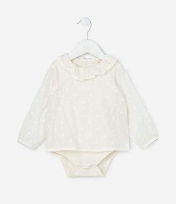 Camisa Body Infantil Texturizado com Babadinho - Tam 3 a 18 meses