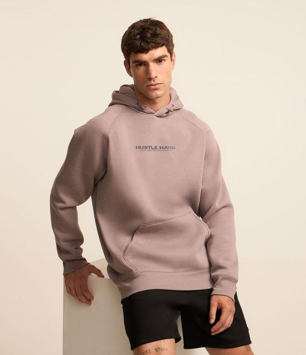 Blusão em Moletom com Estampa Lettering e Capuz - 1