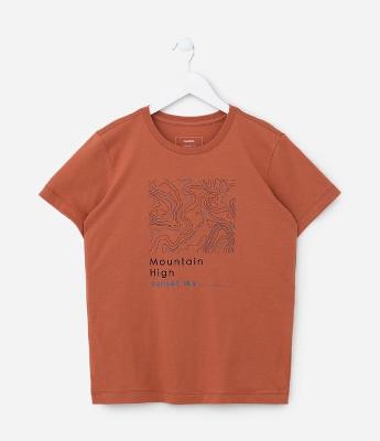 Camiseta Infantil com Lettering Mountain - Tam 5 a 14 Anos