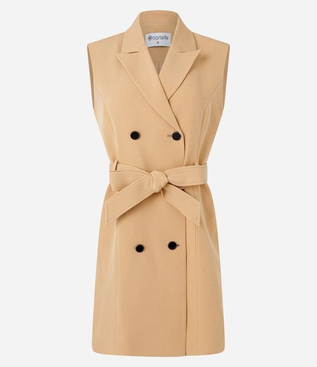 Vestido em Alfaiataria Sem Manga com Gola Blazer e Amarração - 1