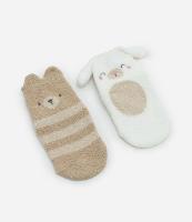 Kit 02 Meias Infantis com Estampa Ursinho e Coelho - Tam RN a 12 meses - 1