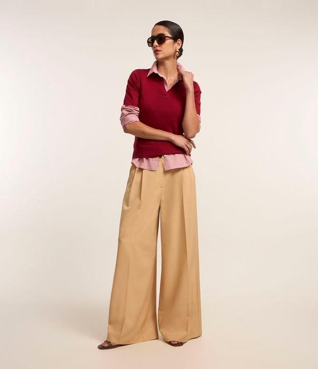 Calça Pantalona Alfaiataria com Pregas Frontais - 2