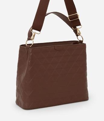 Bolsa Satchel Grande em PU com Textura Embossed