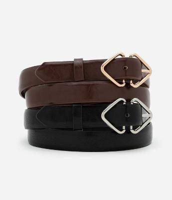 Kit 02 Cintos Médios com Fivela Triangular