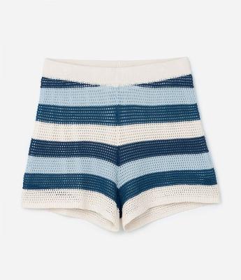 Short Efeito Crochê Listrado Curve & Plus Size