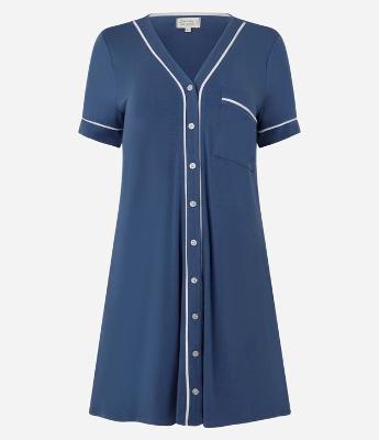 Camisola Manga Curta em Viscose com Detalhes Contrastantes