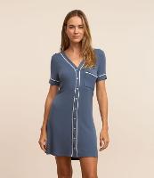 Camisola Manga Curta em Viscose com Detalhes Contrastantes - 2