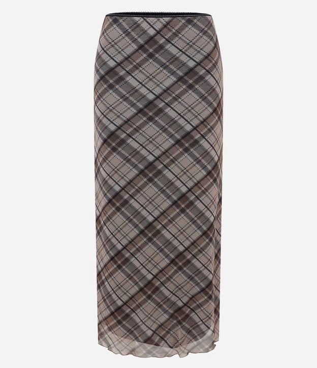 Saia Midi em Tule Xadrez com Frufru na Barra - 1