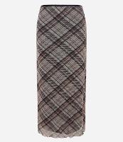 Saia Midi em Tule Xadrez com Frufru na Barra - 1