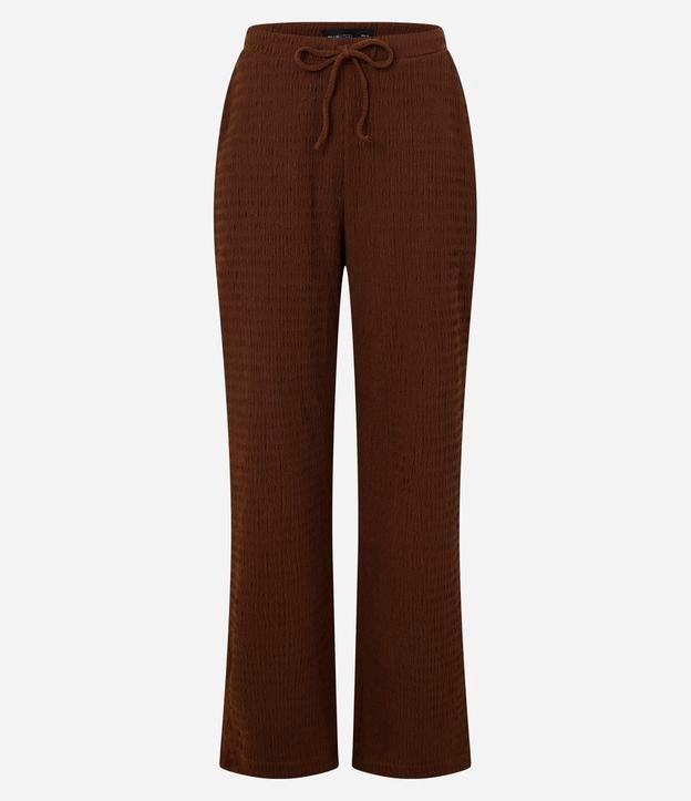 Calça Reta com Textura e Cós Elástico - 1