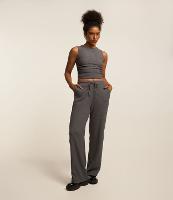 Calça Reta com Textura e Cós Elástico - 1