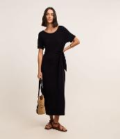 Vestido em Viscose Manga Curta com Decote Careca E Amarração na Lateral - 3