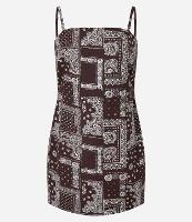 Vestido Curto em Viscolinho com Estampa Lenço - 1