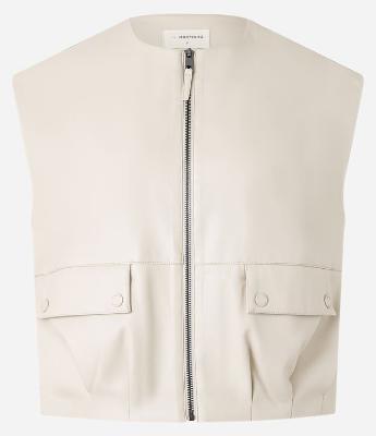 Colete em PU com Bolsos Frontais e Fechamento em Zíper