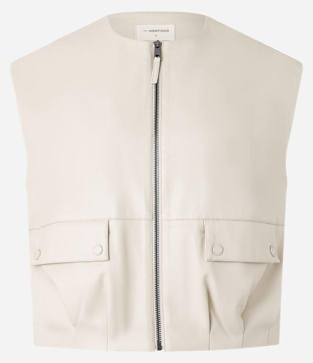 Colete em PU com Bolsos Frontais e Fechamento em Zíper - 1