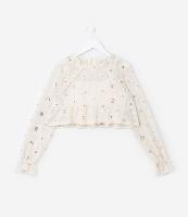 Blusa Curta Infantil em Tule com Bordado de Paetês - Tam 5 a 14 Anos - 1