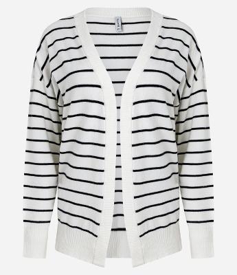 Cardigan Básico Overtop em Tricô com Listras