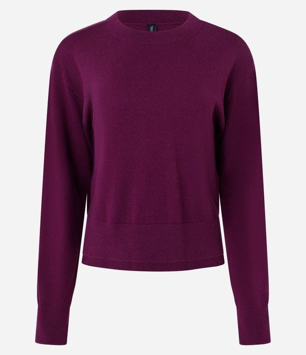 Suéter Boxy em Tricô com Gola Redonda - 1