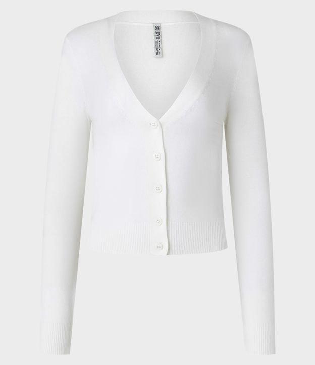 Cardigan Curto em Tricô com Botões - 1