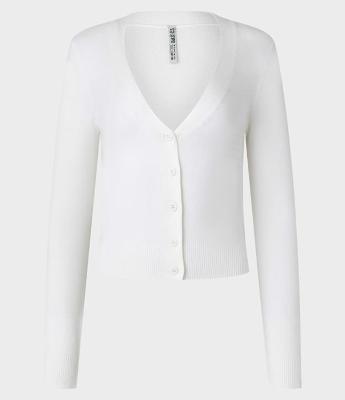 Cardigan Curto em Tricô com Botões