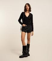 Cardigan Curto em Tricô com Botões - 2