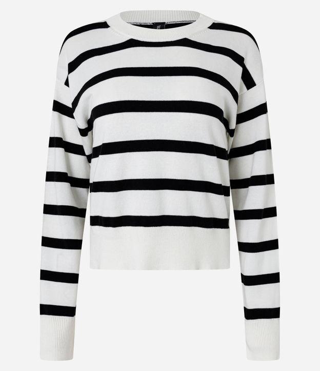 Suéter Boxy Básico em Tricô com Listras - 1