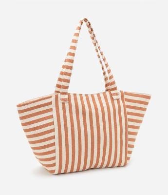 Bolsa Tote Bag em Algodão e Lona Listrada