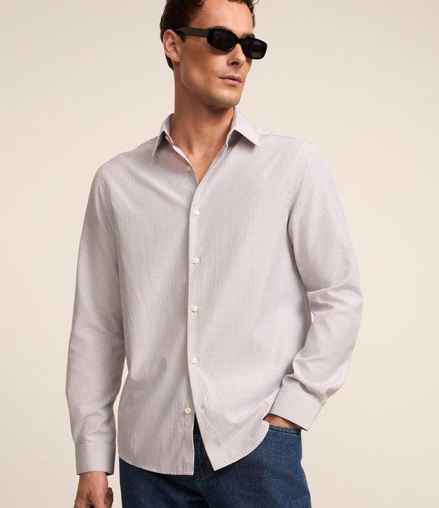 Camisa Regular em Tricoline com Estampa Fio Tinto - 1