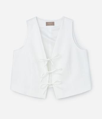 Colete Curto Alfaiataria com Lacinhos Curve e Plus Size