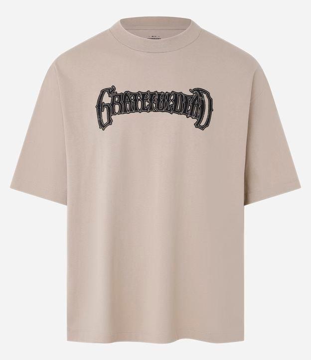 Camiseta Overboxy em Malhão com Estampa de Caveira com Rosas - 1