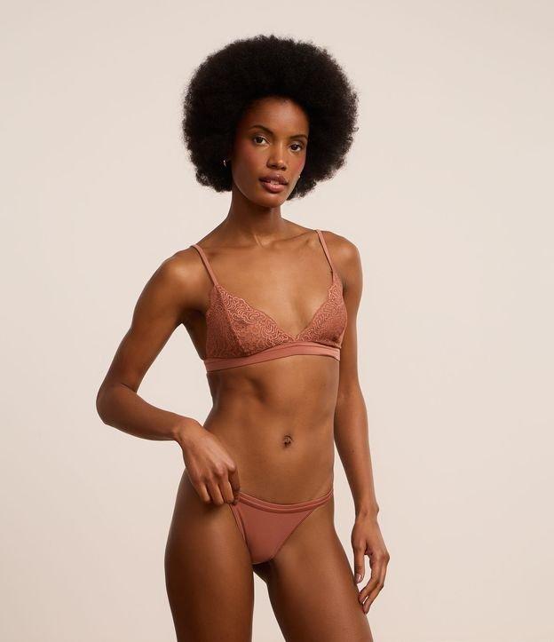 Calcinha String em Microfibra com Renda Floral - 3