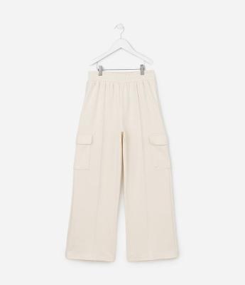 Calça Wide Leg Infantil com Bolsos Cargo - Tam 5 a 14 Anos