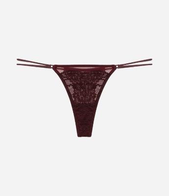 Calcinha String com Renda Floral e Fio Duplo na Lateral