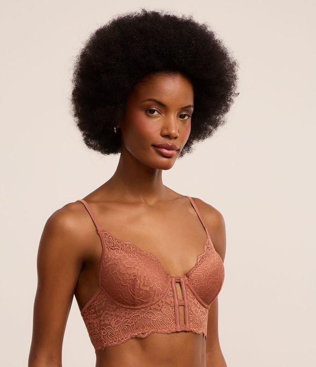 Sutiã Alongado com Bojo Oco em Microfibra e Detalhes de Renda - 3