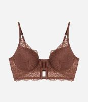 Sutiã Alongado com Bojo Oco em Microfibra e Detalhes de Renda - 1