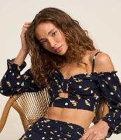 Blusa Cropped em Viscose e Linho com Estampa de Oncinhas - 2