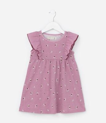 Vestido Infantil Estampado de Florzinhas com Babados - Tam 1 a 5 anos