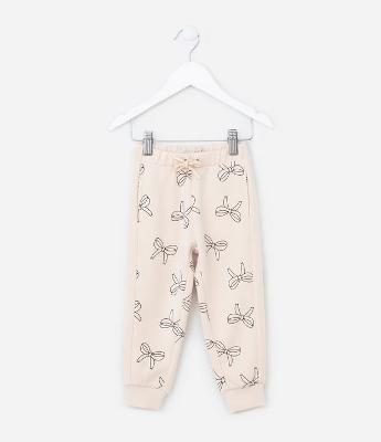 Calça Jogger Infantil Estampada de Lacinhos - Tam 1 a 5 anos
