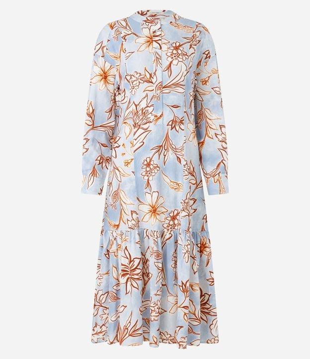 Vestido Chemise Midi em Viscolinho Estampa Floral - 1