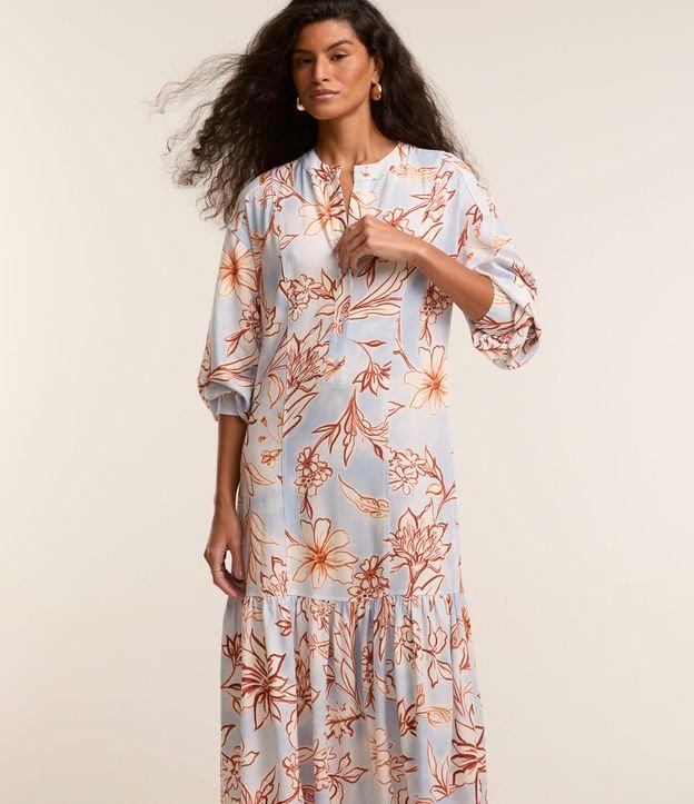 Vestido Chemise Midi em Viscolinho Estampa Floral - 3