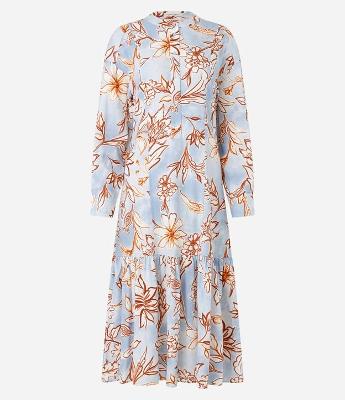 Vestido Chemise Midi em Viscolinho Estampa Floral