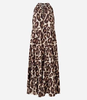 Vestido Midi em Viscose Animal Print