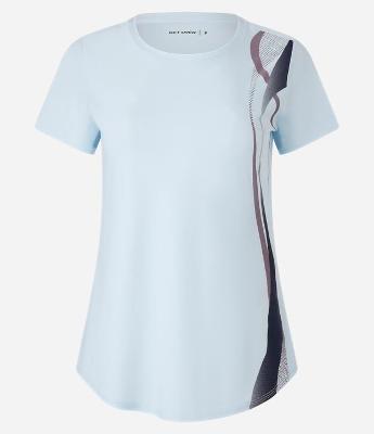 Camiseta Esportiva Alongada com Estampa de Ondas