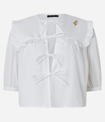 Blusa em Tricoline com Gola Boneca