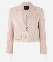 Blazer em Alfaiataria Com Listras Risca Giz com Bolsos e Detalhes nas Mangas - 1