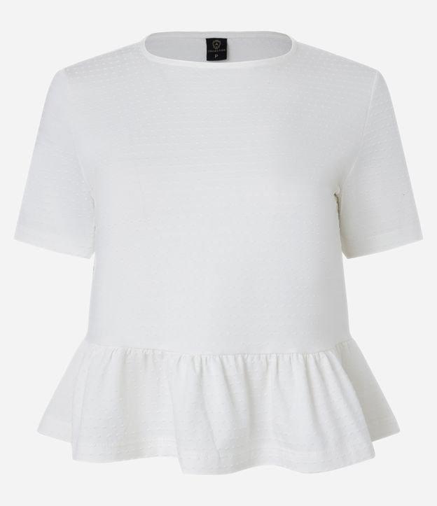 Blusa Curta em Algodão Texturizado com Babados na Barra - 1